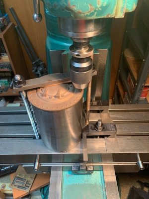 21 The Setup to Drill and Tap the Smokebox Front Door to the Backing Rings.jpg