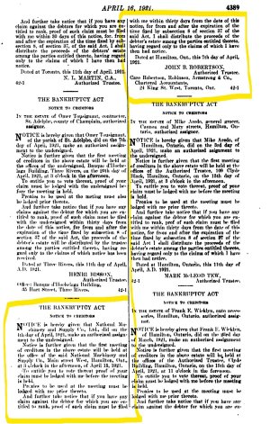 1921-04-16 Canada Gazette Vol. LIV No42 p4389 bankruptcy.jpg