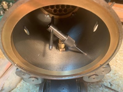 194 Reverse Tapping Through the Smokebox Shell for Final Fitting of the Corner Attachment Bolts.jpg
