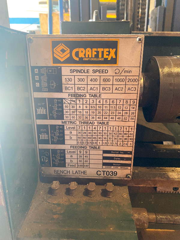 Lathe craftex bench $500 Toronto | Canadian Hobby Metal Workers ...